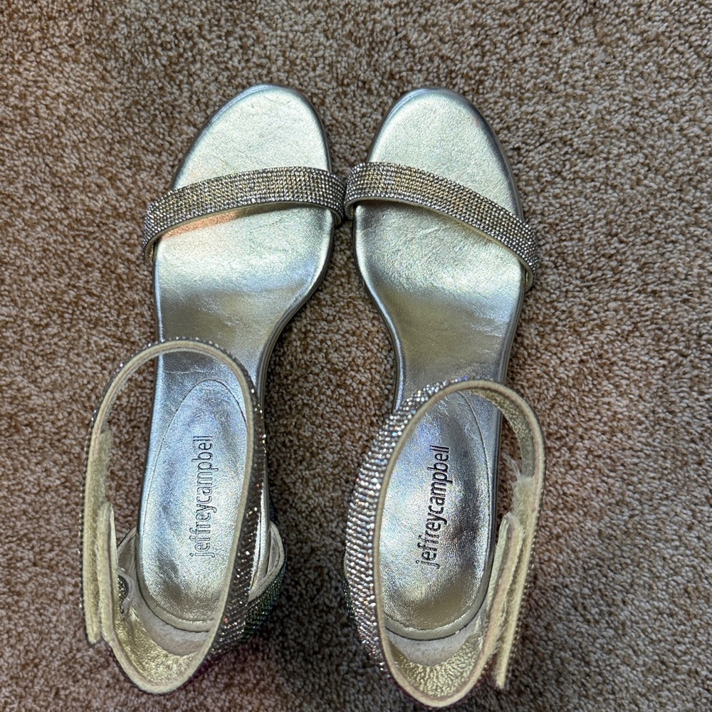 Jeffrey Campbell Laura Pastel Multi Crystal Block Heel Ankle Strap Shoes (8.5) - Picture 8 of 12